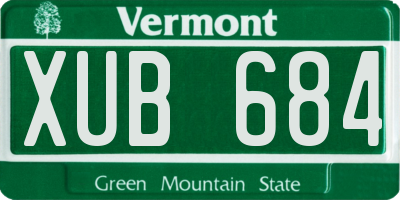 VT license plate XUB684