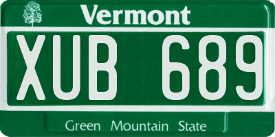 VT license plate XUB689