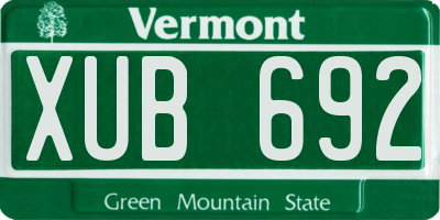 VT license plate XUB692