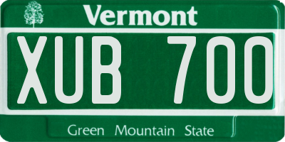 VT license plate XUB700