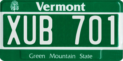 VT license plate XUB701