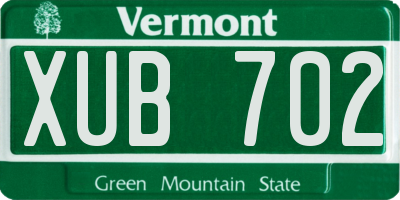 VT license plate XUB702