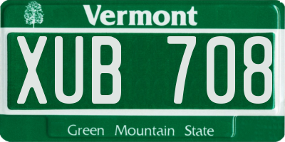 VT license plate XUB708