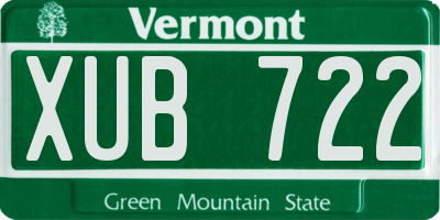 VT license plate XUB722