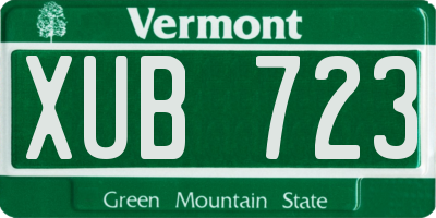 VT license plate XUB723