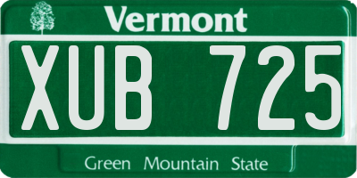 VT license plate XUB725