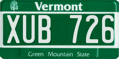 VT license plate XUB726