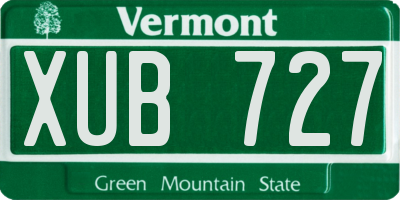 VT license plate XUB727