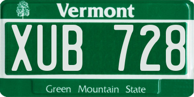 VT license plate XUB728
