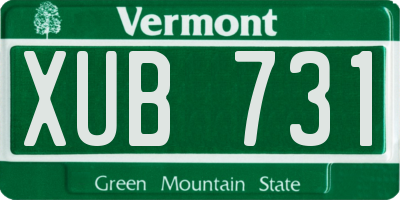 VT license plate XUB731