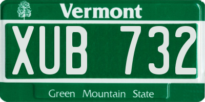 VT license plate XUB732