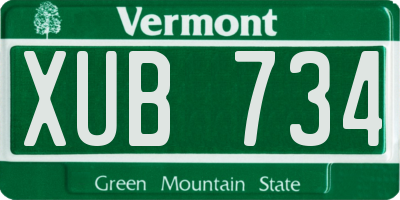 VT license plate XUB734