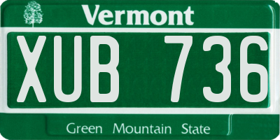 VT license plate XUB736