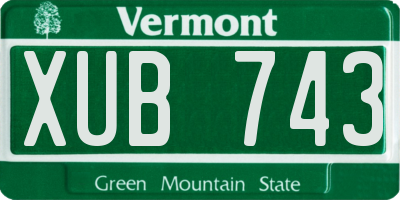 VT license plate XUB743