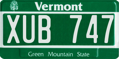 VT license plate XUB747