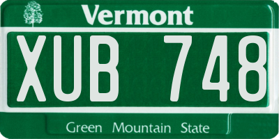 VT license plate XUB748