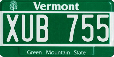 VT license plate XUB755