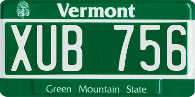 VT license plate XUB756