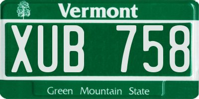 VT license plate XUB758