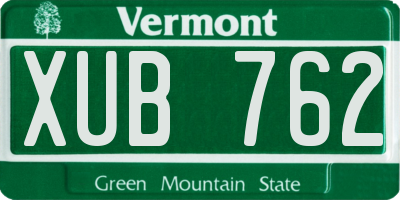 VT license plate XUB762