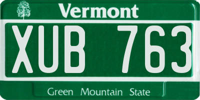 VT license plate XUB763