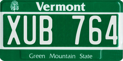 VT license plate XUB764