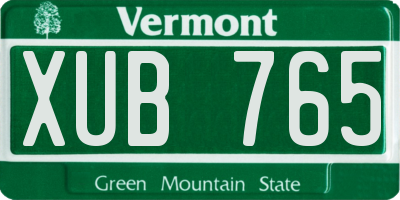VT license plate XUB765