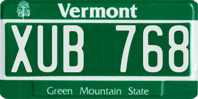 VT license plate XUB768