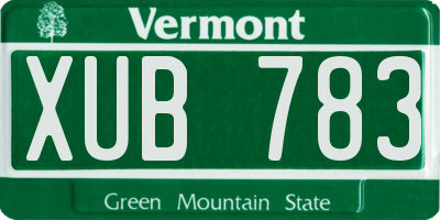 VT license plate XUB783