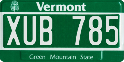 VT license plate XUB785