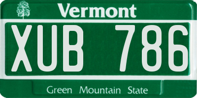VT license plate XUB786