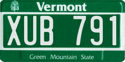 VT license plate XUB791