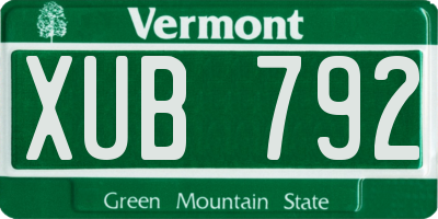VT license plate XUB792