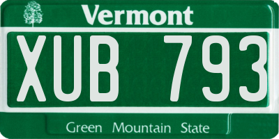 VT license plate XUB793