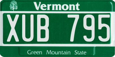 VT license plate XUB795