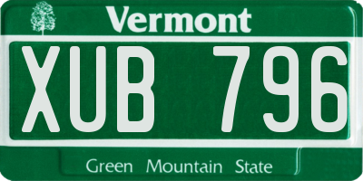 VT license plate XUB796