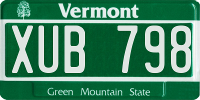 VT license plate XUB798