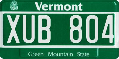 VT license plate XUB804