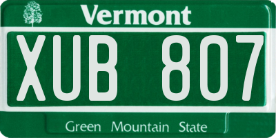 VT license plate XUB807