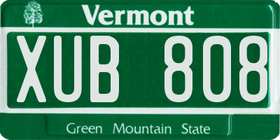 VT license plate XUB808