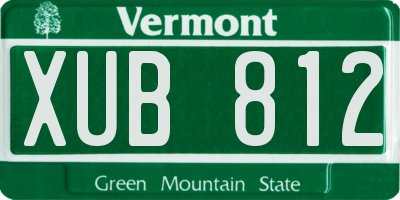 VT license plate XUB812