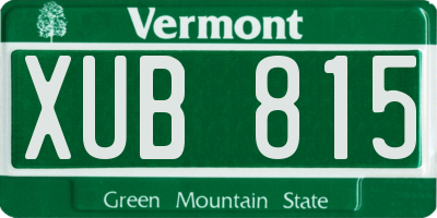 VT license plate XUB815