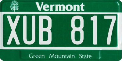 VT license plate XUB817