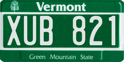 VT license plate XUB821