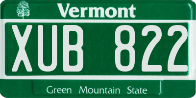 VT license plate XUB822