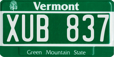 VT license plate XUB837