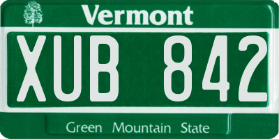 VT license plate XUB842