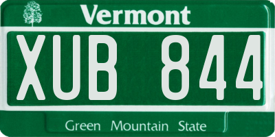 VT license plate XUB844