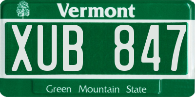 VT license plate XUB847