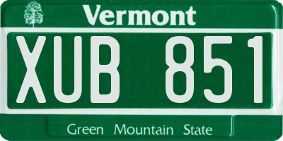 VT license plate XUB851